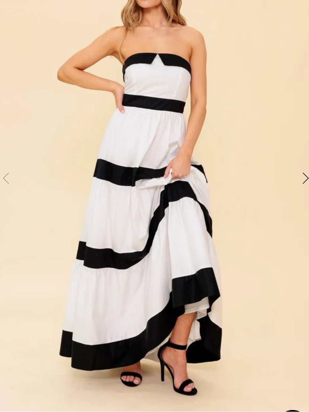 Flying Tomato Colorblock Strapless Tiered Cotton Maxi Dress NWT Size M - Picture 4 of 10